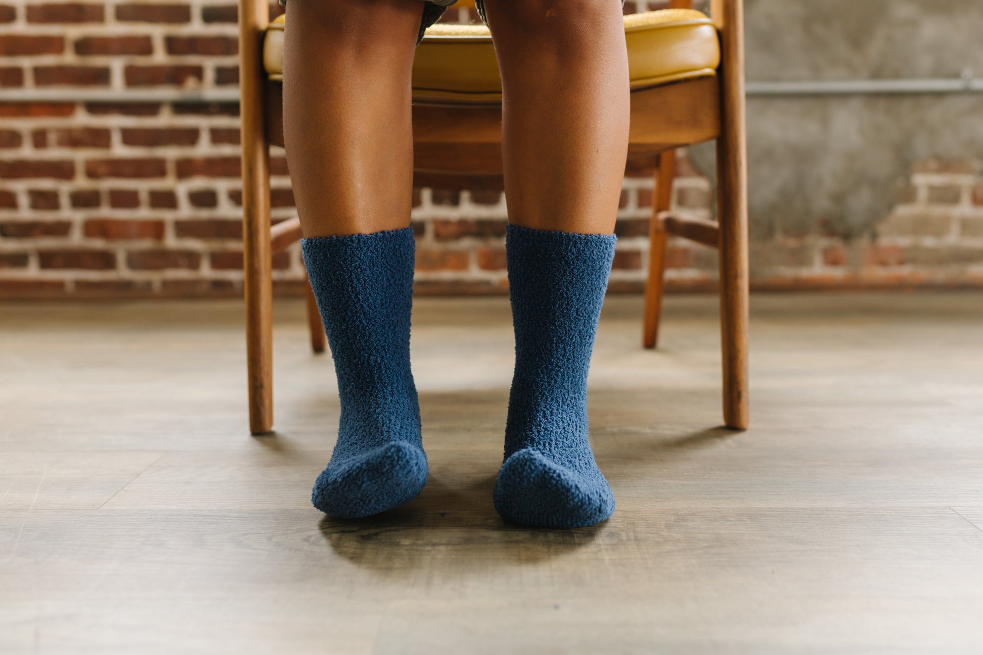 Night Sky | Dark Blue Cozy Socks | Fuzzy Socks | Cozy Socks for a Cause- on feet